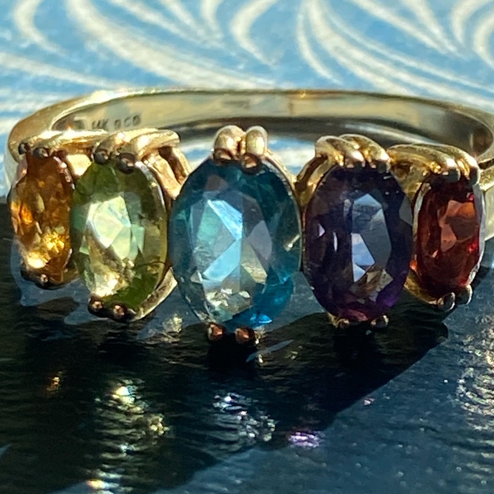 Multicolor Gemstone Gold Ring - Picture 7 of 12